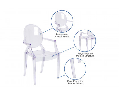 BLNK - Shirley Ghost Chair with Arms in Transparent Crystal