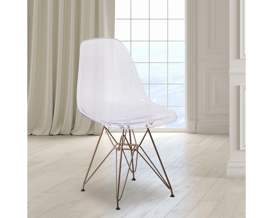 BLNK - Elon Series Ghost Chair with Gold Metal Base