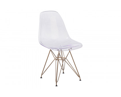 BLNK - Elon Series Ghost Chair with Gold Metal Base