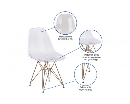 BLNK - Elon Series Ghost Chair with Gold Metal Base