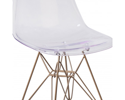 BLNK - Elon Series Ghost Chair with Gold Metal Base