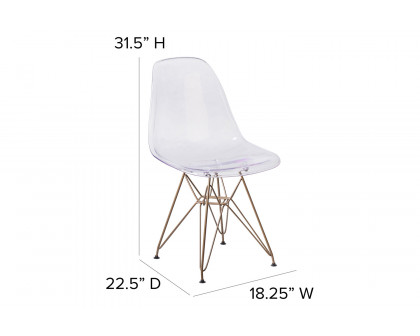 BLNK - Elon Series Ghost Chair with Gold Metal Base