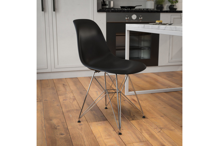 BLNK™ Elon Series Plastic Chair with Chrome Base - Black