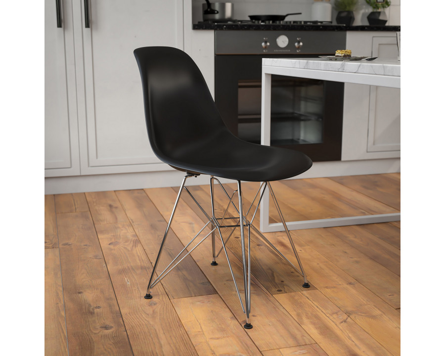 BLNK Elon Series Plastic Chair with Chrome Base - Black