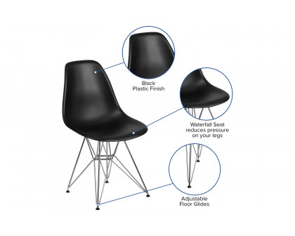 BLNK™ Elon Series Plastic Chair with Chrome Base - Black