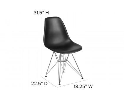 BLNK™ Elon Series Plastic Chair with Chrome Base - Black