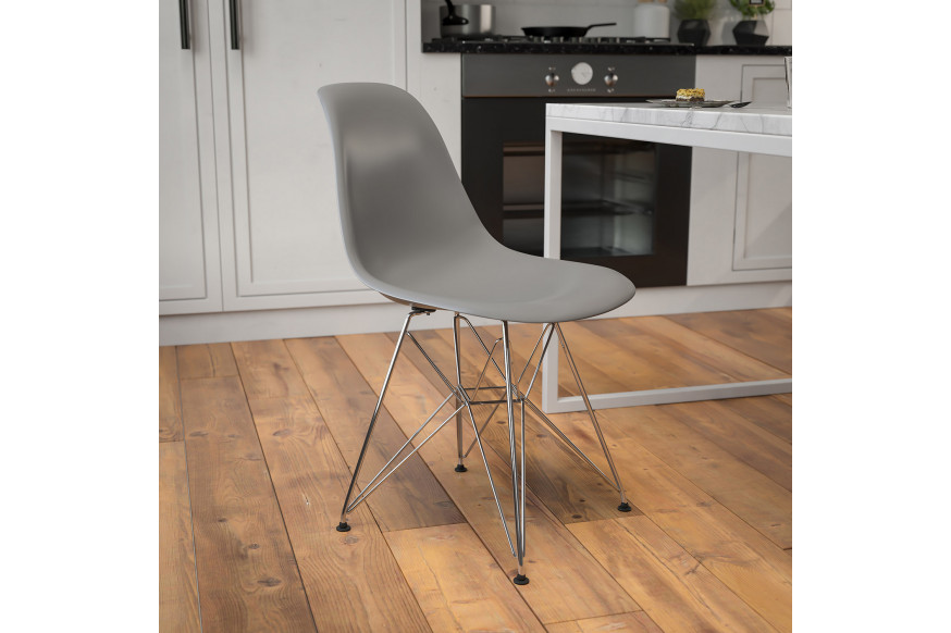 BLNK™ Elon Series Plastic Chair with Chrome Base - Moss Gray