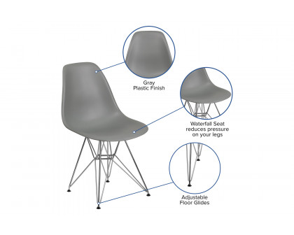 BLNK™ Elon Series Plastic Chair with Chrome Base - Moss Gray