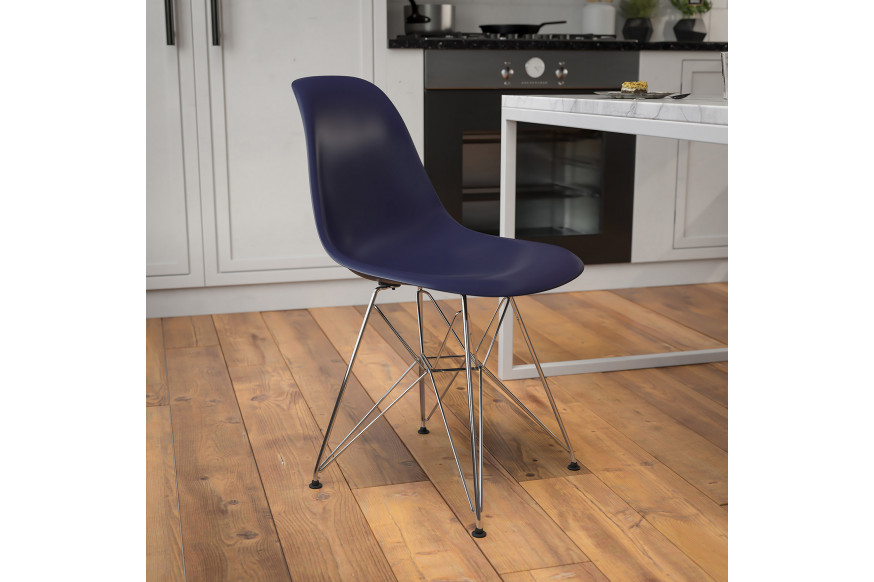 BLNK™ Elon Series Plastic Chair with Chrome Base - Navy