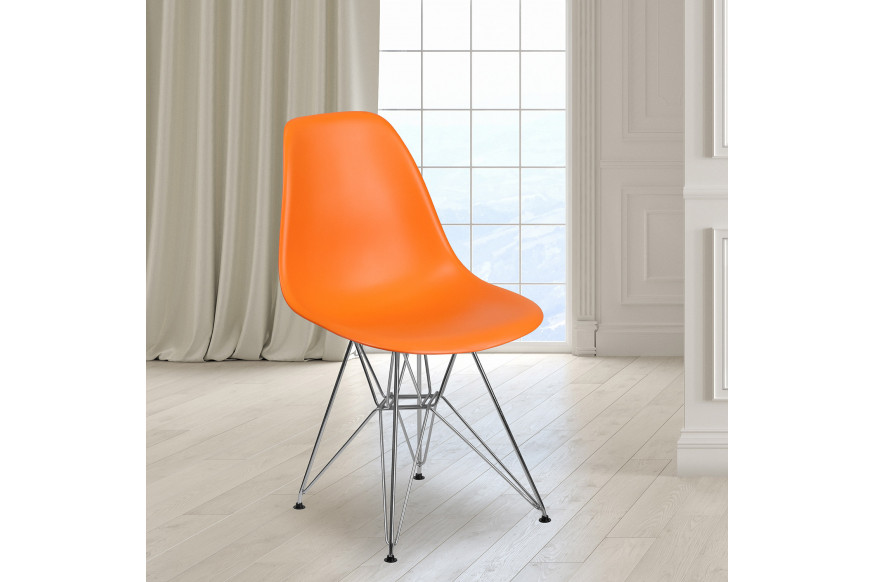 BLNK™ Elon Series Plastic Chair with Chrome Base - Orange