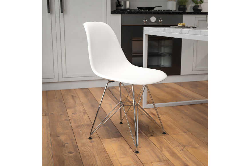 BLNK™ Elon Series Plastic Chair with Chrome Base - White