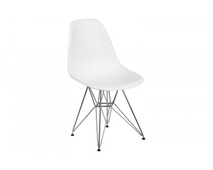 BLNK™ Elon Series Plastic Chair with Chrome Base - White