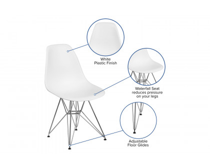 BLNK™ Elon Series Plastic Chair with Chrome Base - White