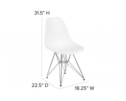 BLNK™ Elon Series Plastic Chair with Chrome Base - White