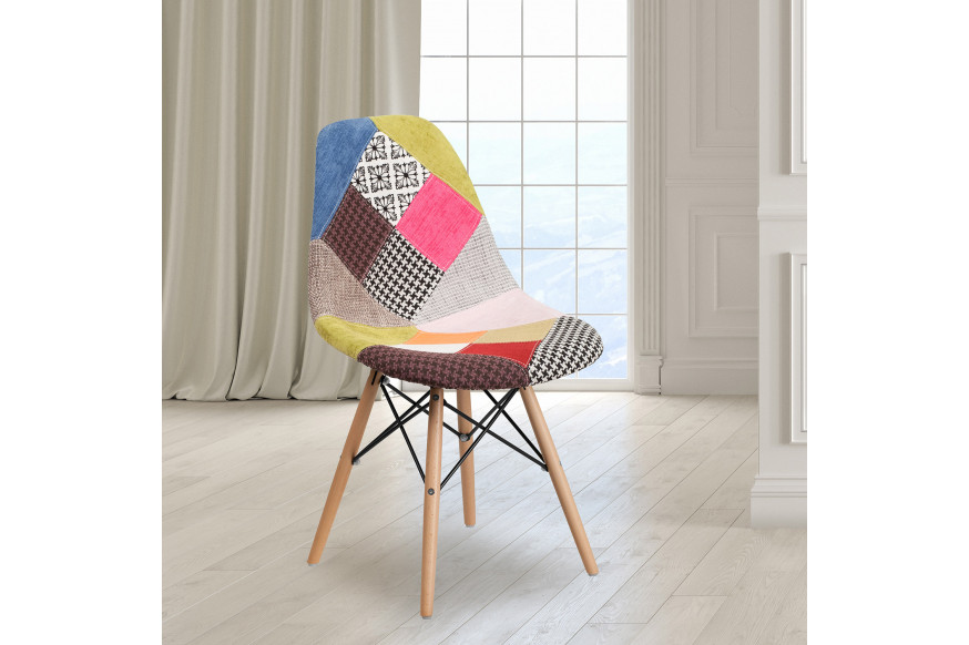 BLNK™ Elon Series Fabric Chair with Wooden Legs - Milan Patchwork