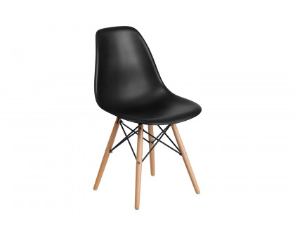 BLNK™ Elon Series Plastic Chair with Wooden Legs - Black