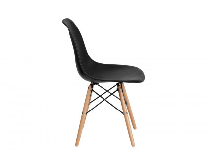 BLNK™ Elon Series Plastic Chair with Wooden Legs - Black