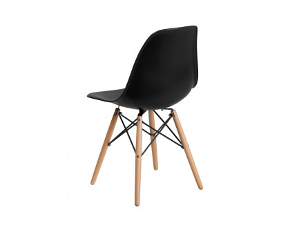 BLNK™ Elon Series Plastic Chair with Wooden Legs - Black