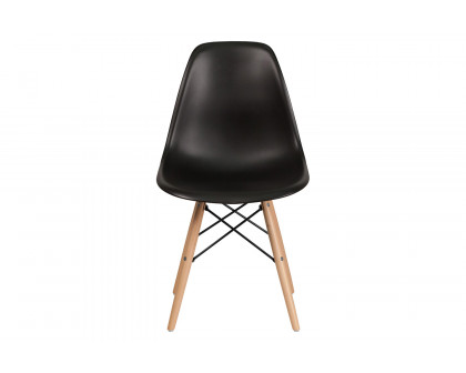 BLNK™ Elon Series Plastic Chair with Wooden Legs - Black