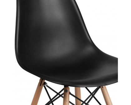 BLNK™ Elon Series Plastic Chair with Wooden Legs - Black