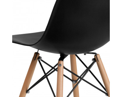 BLNK™ Elon Series Plastic Chair with Wooden Legs - Black