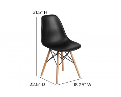 BLNK™ Elon Series Plastic Chair with Wooden Legs - Black