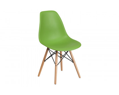 BLNK™ Elon Series Plastic Chair with Wooden Legs - Green