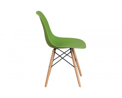 BLNK™ Elon Series Plastic Chair with Wooden Legs - Green