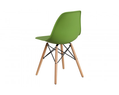 BLNK™ Elon Series Plastic Chair with Wooden Legs - Green