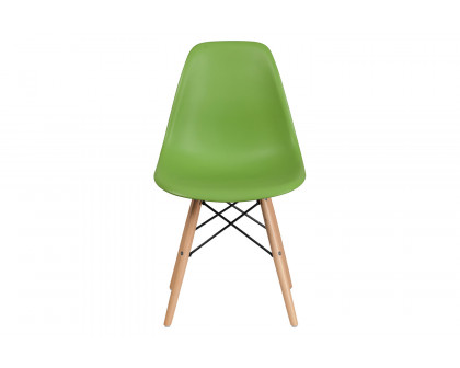 BLNK™ Elon Series Plastic Chair with Wooden Legs - Green