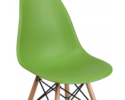 BLNK™ Elon Series Plastic Chair with Wooden Legs - Green