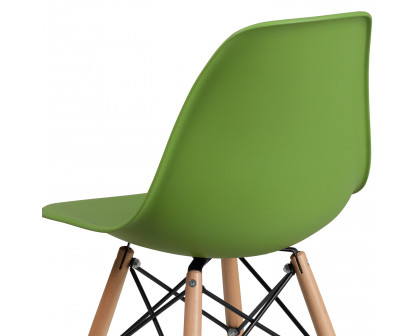 BLNK™ Elon Series Plastic Chair with Wooden Legs - Green