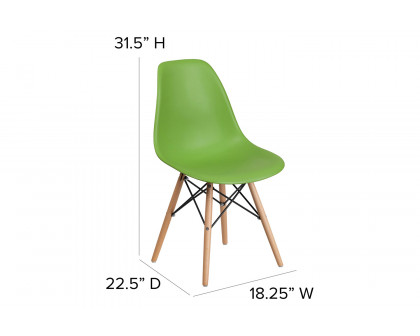 BLNK™ Elon Series Plastic Chair with Wooden Legs - Green