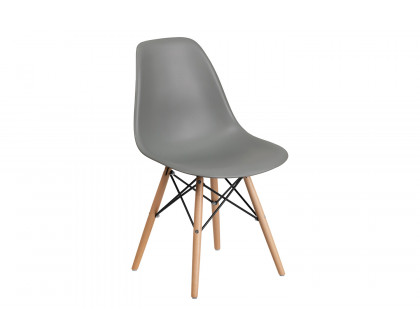 BLNK™ Elon Series Plastic Chair with Wooden Legs - Moss Gray