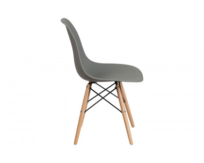 BLNK™ Elon Series Plastic Chair with Wooden Legs - Moss Gray