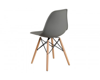 BLNK™ Elon Series Plastic Chair with Wooden Legs - Moss Gray