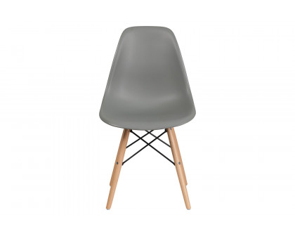 BLNK™ Elon Series Plastic Chair with Wooden Legs - Moss Gray