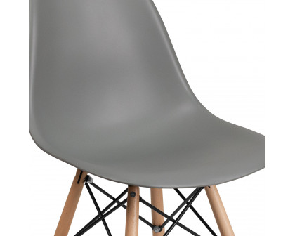 BLNK™ Elon Series Plastic Chair with Wooden Legs - Moss Gray