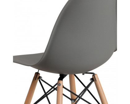 BLNK™ Elon Series Plastic Chair with Wooden Legs - Moss Gray