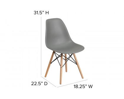 BLNK™ Elon Series Plastic Chair with Wooden Legs - Moss Gray