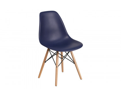 BLNK™ Elon Series Plastic Chair with Wooden Legs - Navy