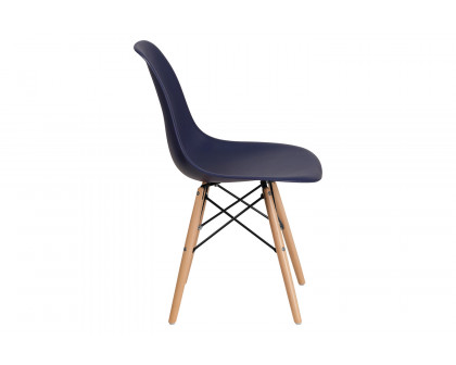 BLNK™ Elon Series Plastic Chair with Wooden Legs - Navy