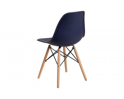 BLNK™ Elon Series Plastic Chair with Wooden Legs - Navy