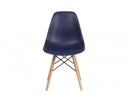 BLNK™ Elon Series Plastic Chair with Wooden Legs - Navy