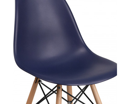 BLNK™ Elon Series Plastic Chair with Wooden Legs - Navy