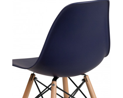 BLNK™ Elon Series Plastic Chair with Wooden Legs - Navy