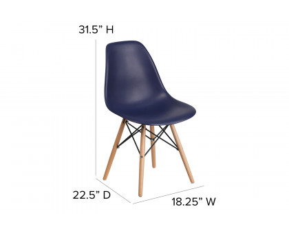 BLNK™ Elon Series Plastic Chair with Wooden Legs - Navy