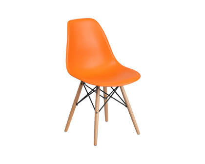 BLNK™ Elon Series Plastic Chair with Wooden Legs - Orange