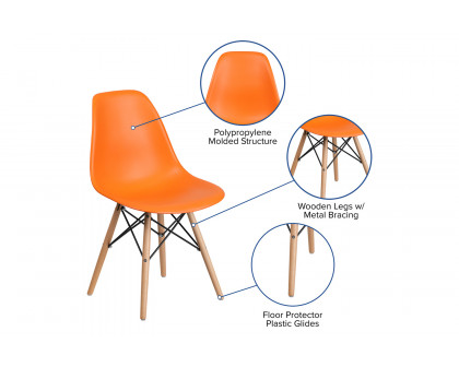 BLNK™ Elon Series Plastic Chair with Wooden Legs - Orange