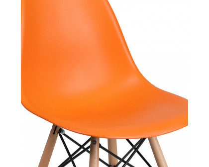 BLNK™ Elon Series Plastic Chair with Wooden Legs - Orange